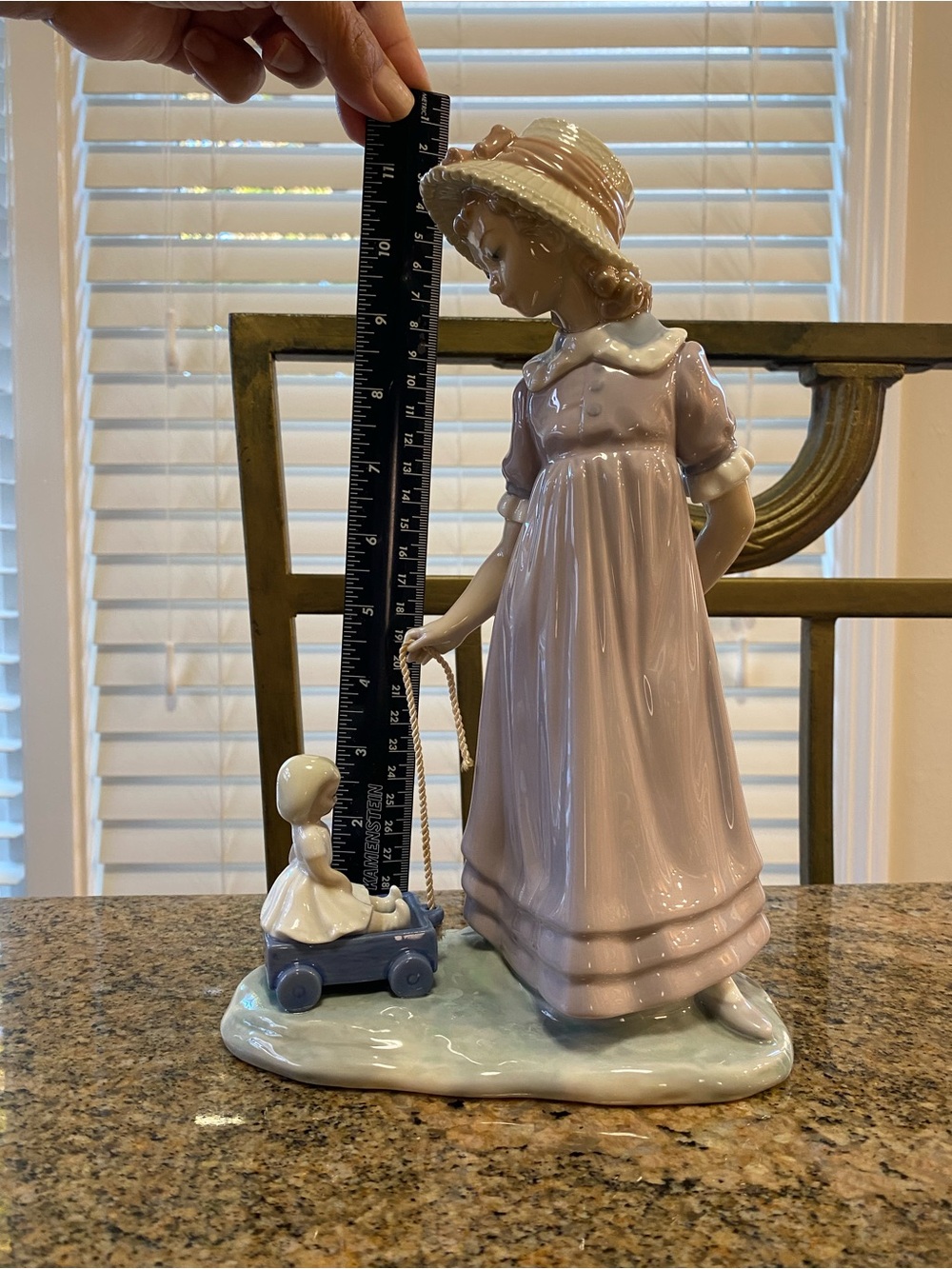 Lladro Retired #5044 Girl pulling wagon